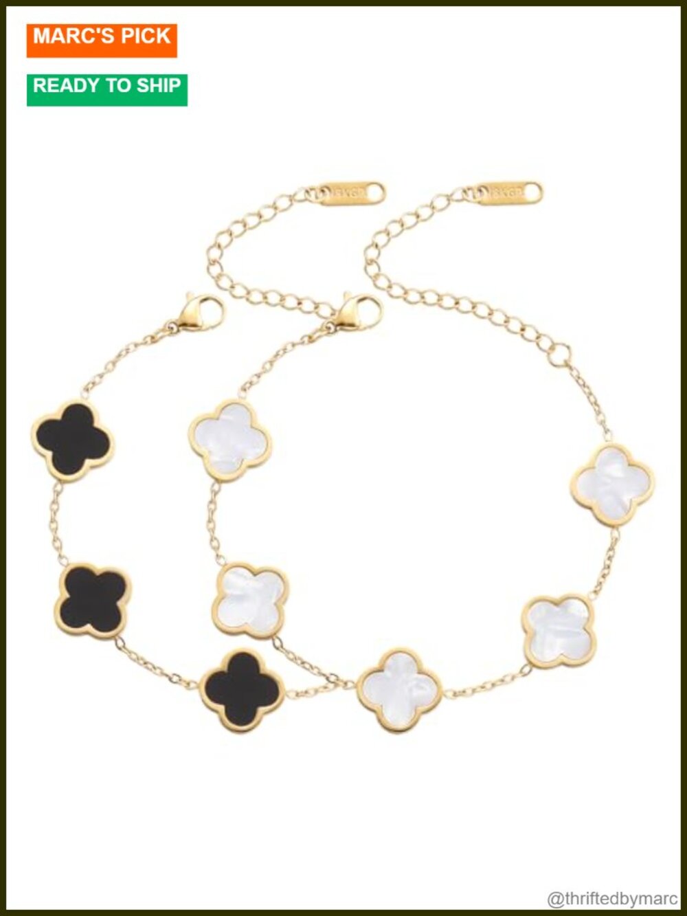 18K Gold Plated Four Leaf Clover Link Bracelet Trendy Jewelry Gift for Women